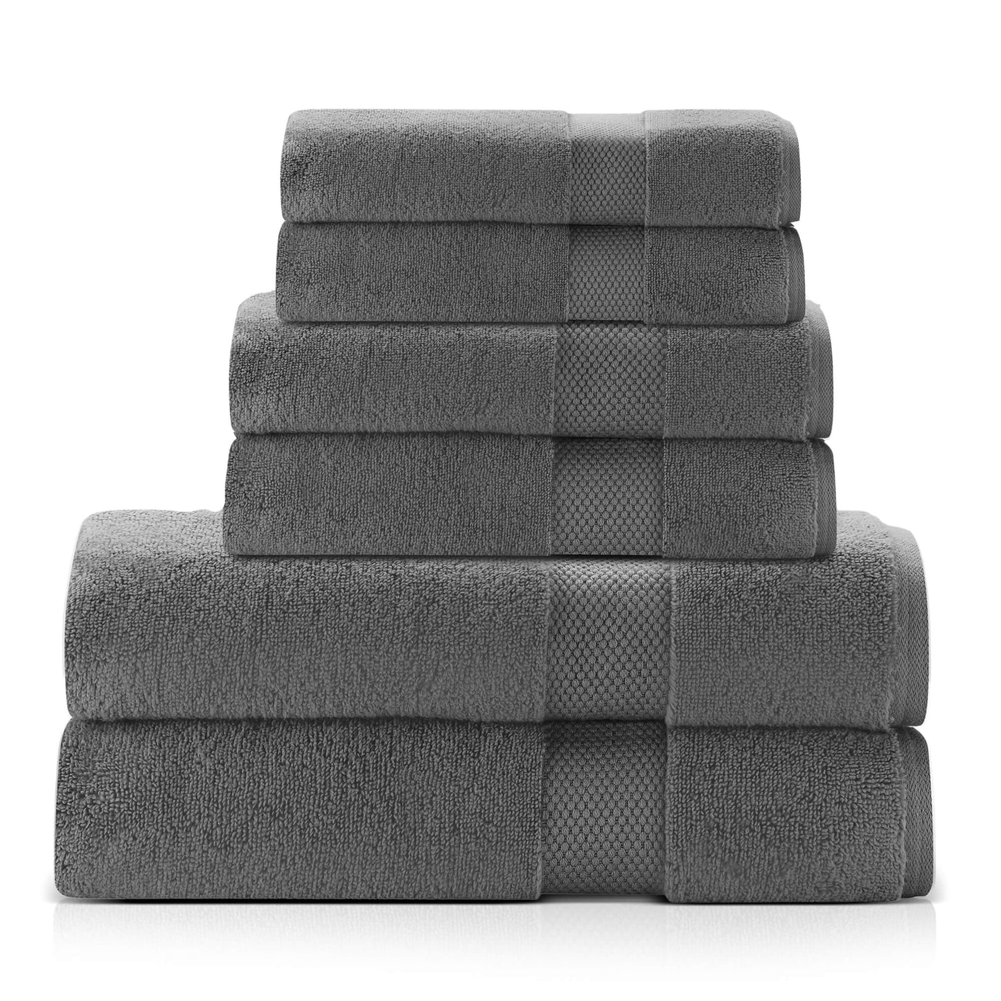 Single Stripe Zero-Twist Towel Set – 6-Piece Quick Dry Towels with Elegant Minimalist Finish