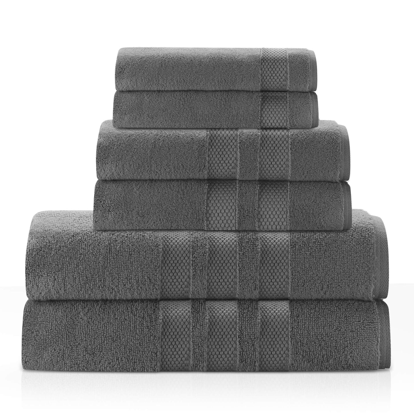 Triple Stripe Zero-Twist Towel Set – 6-Piece Luxury Cotton for Spa-Like Comfort