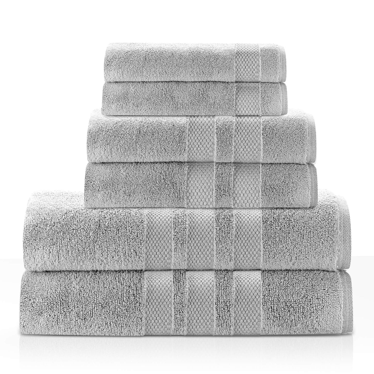 Triple Stripe Zero-Twist Towel Set – 6-Piece Luxury Cotton for Spa-Like Comfort