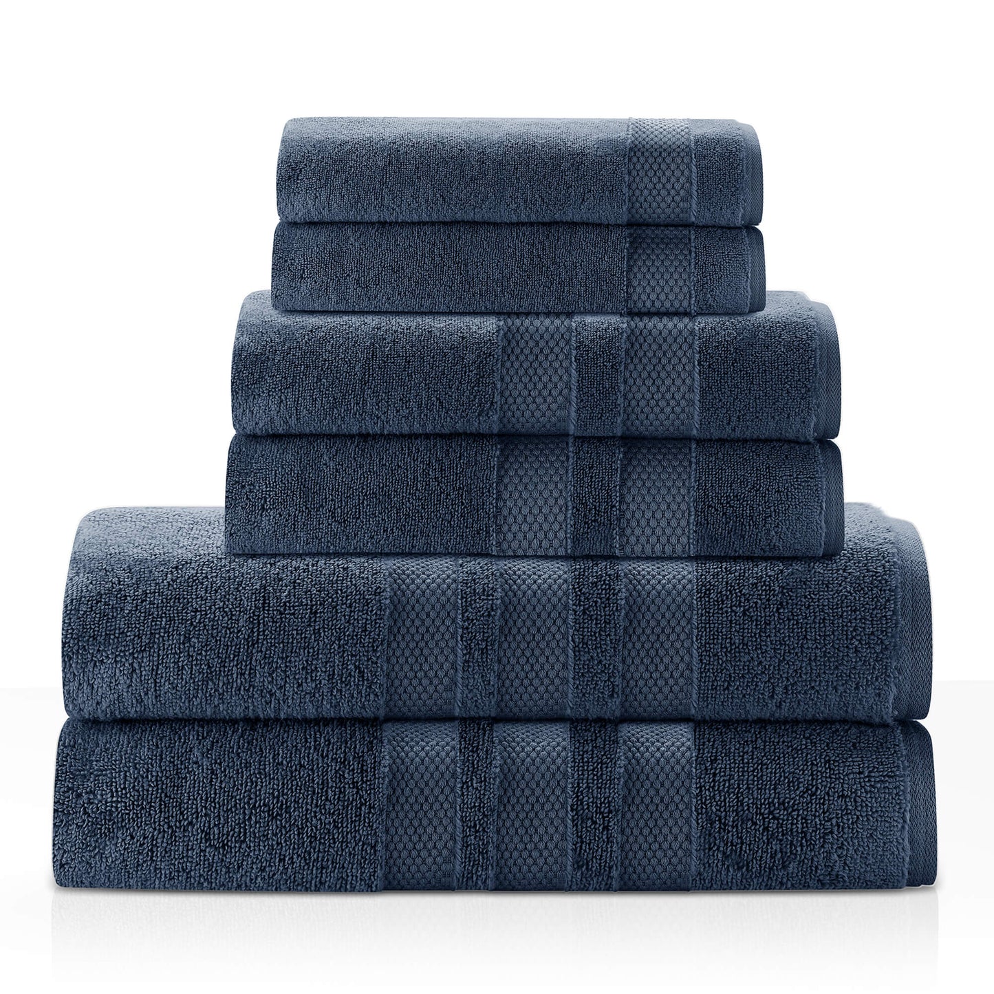 Triple Stripe Zero-Twist Towel Set – 6-Piece Luxury Cotton for Spa-Like Comfort