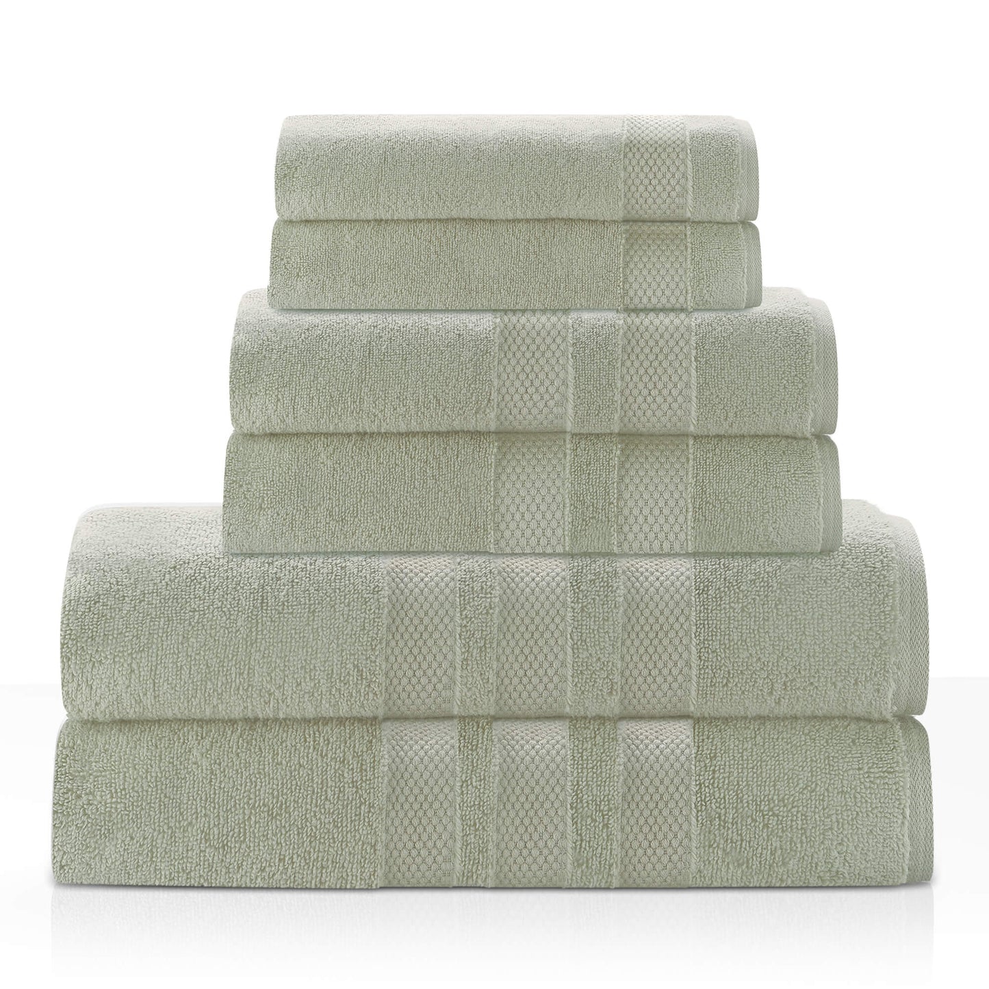 Triple Stripe Zero-Twist Towel Set – 6-Piece Luxury Cotton for Spa-Like Comfort