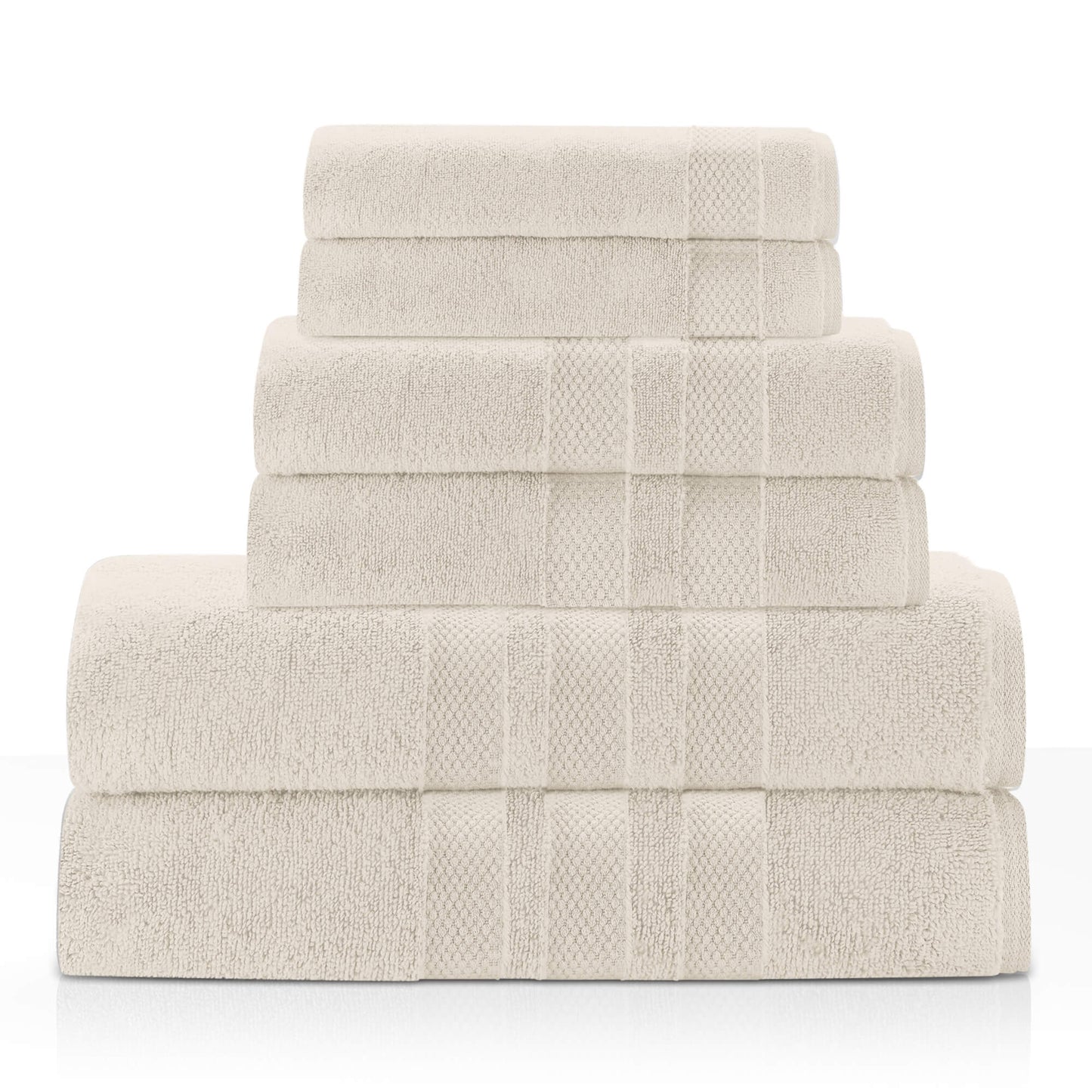 Triple Stripe Zero-Twist Towel Set – 6-Piece Luxury Cotton for Spa-Like Comfort