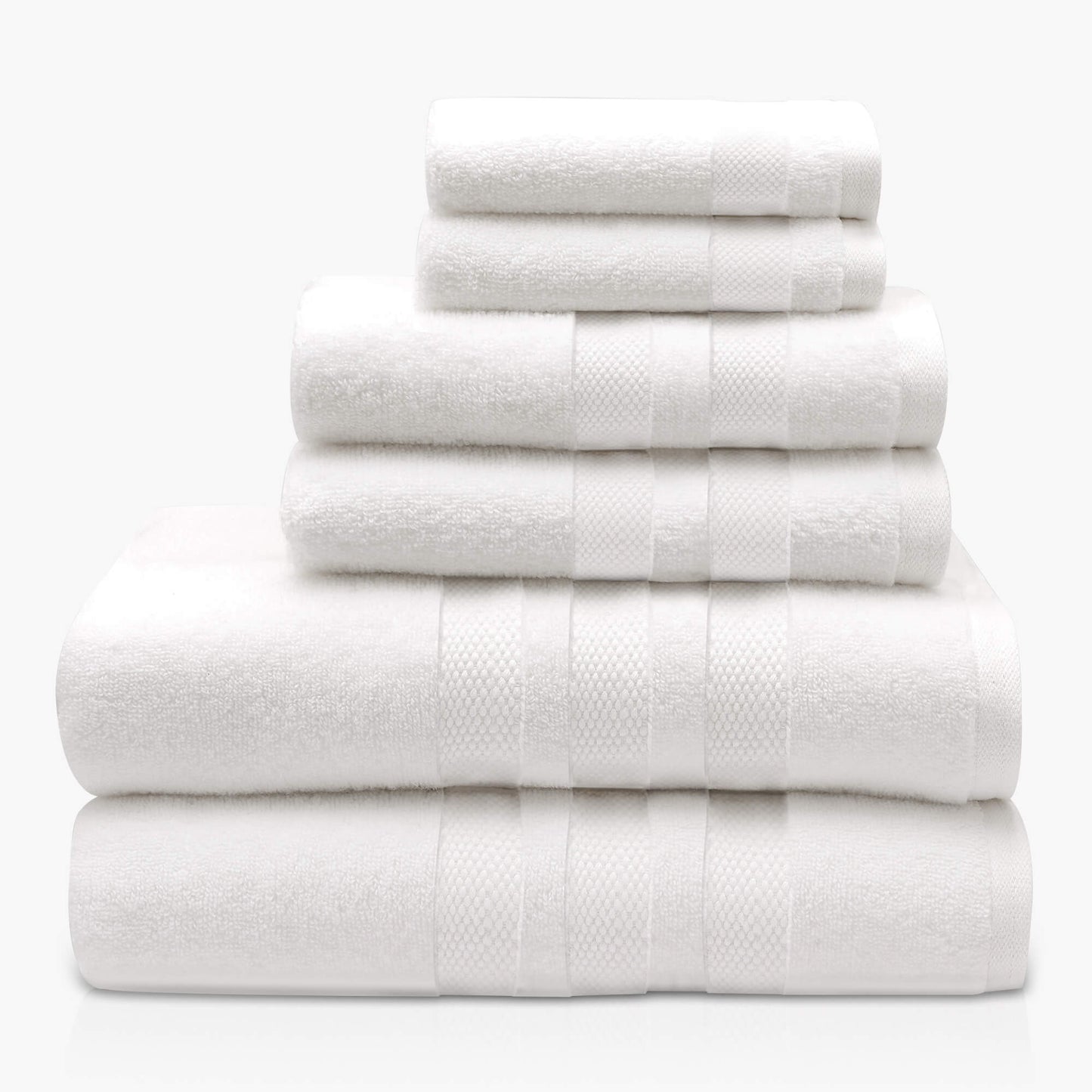 Triple Stripe Zero-Twist Towel Set – 6-Piece Luxury Cotton for Spa-Like Comfort
