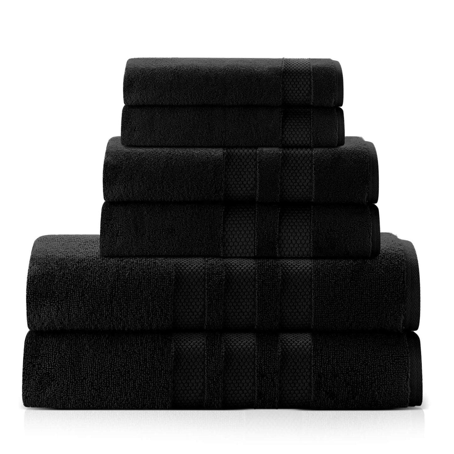 Triple Stripe Zero-Twist Towel Set – 6-Piece Luxury Cotton for Spa-Like Comfort