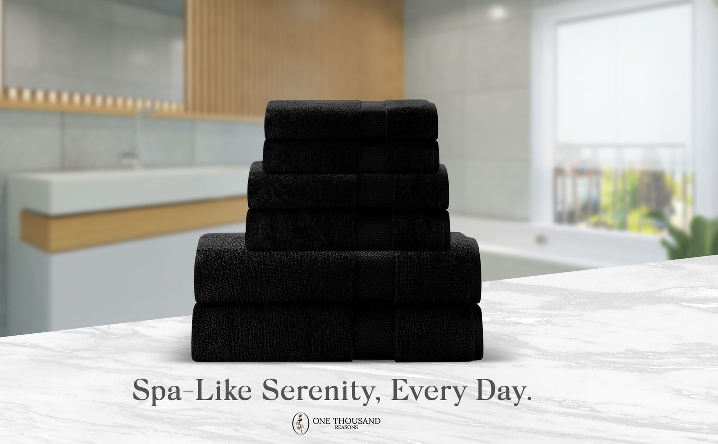 Single Stripe Zero-Twist Towel Set – 6-Piece Quick Dry Towels with Elegant Minimalist Finish
