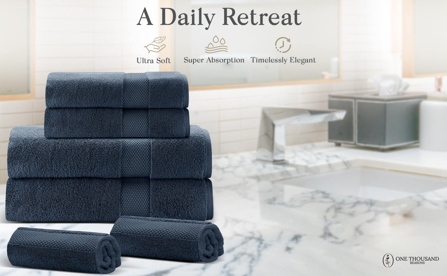 Single Stripe Zero-Twist Towel Set – 6-Piece Quick Dry Towels with Elegant Minimalist Finish