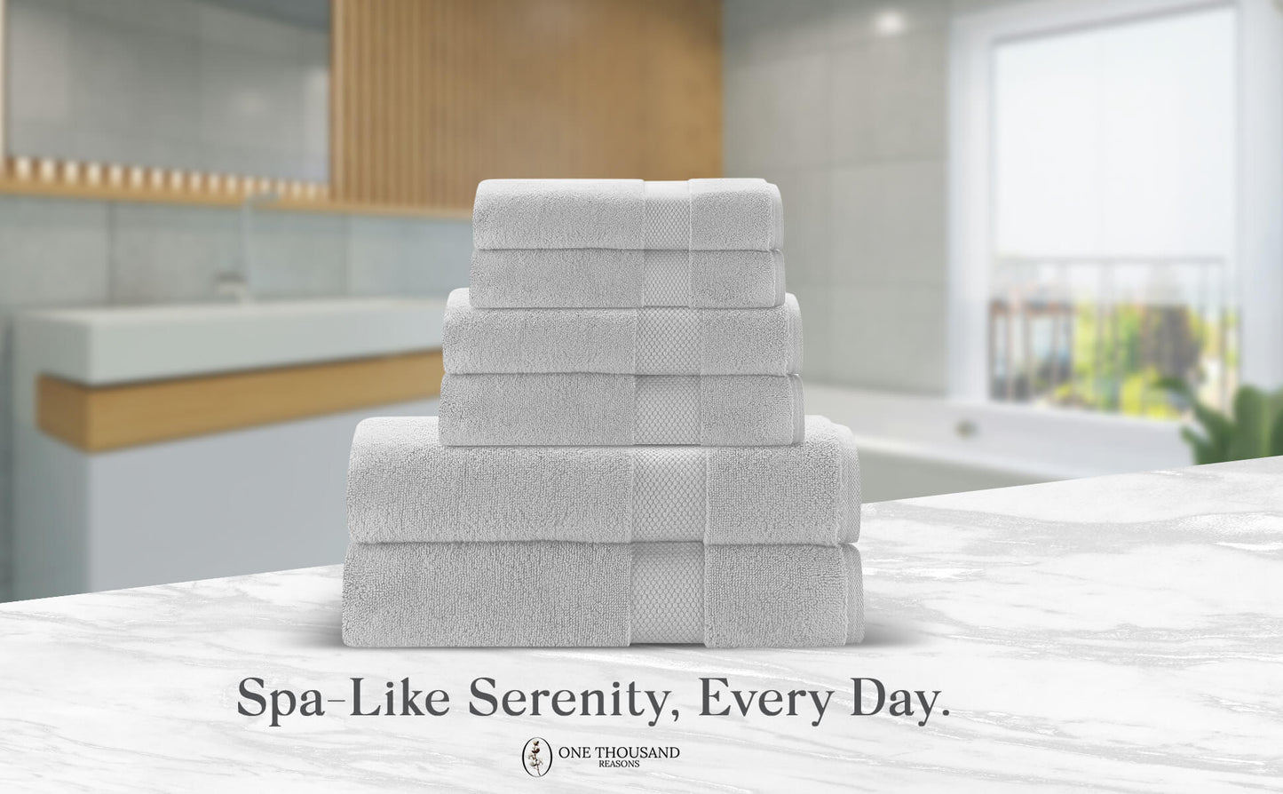 Single Stripe Zero-Twist Towel Set – 6-Piece Quick Dry Towels with Elegant Minimalist Finish