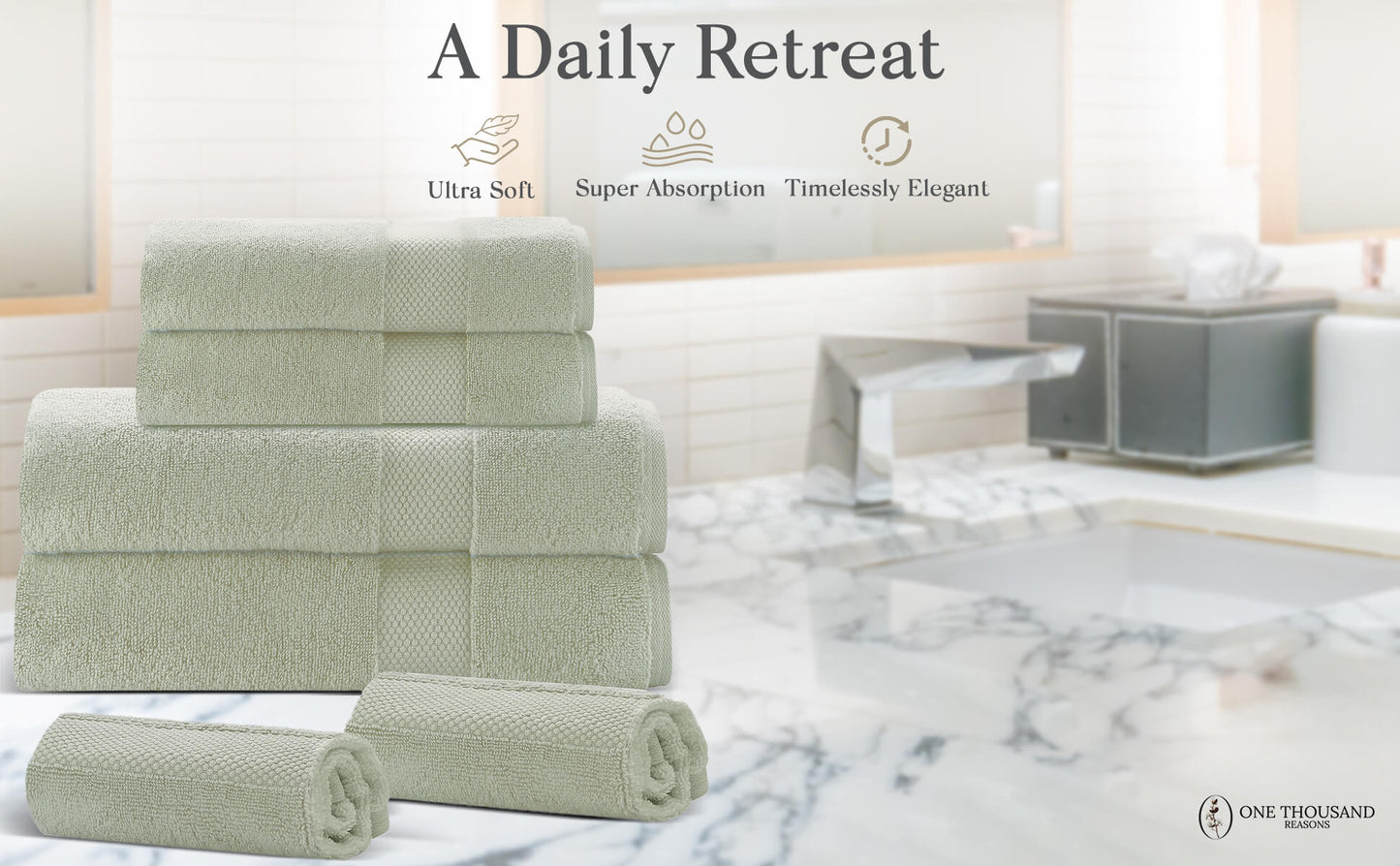 Single Stripe Zero-Twist Towel Set – 6-Piece Quick Dry Towels with Elegant Minimalist Finish