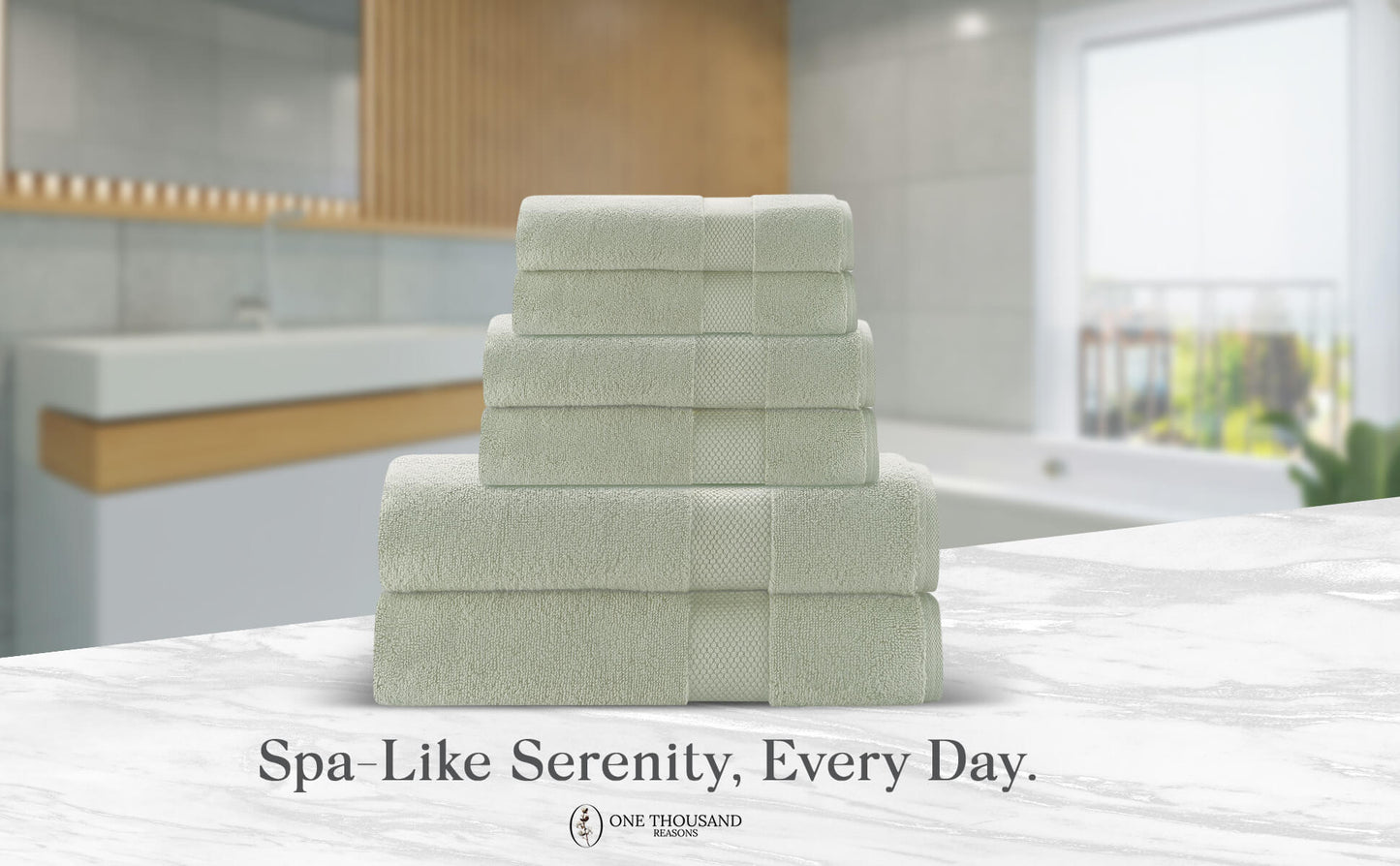 Single Stripe Zero-Twist Towel Set – 6-Piece Quick Dry Towels with Elegant Minimalist Finish