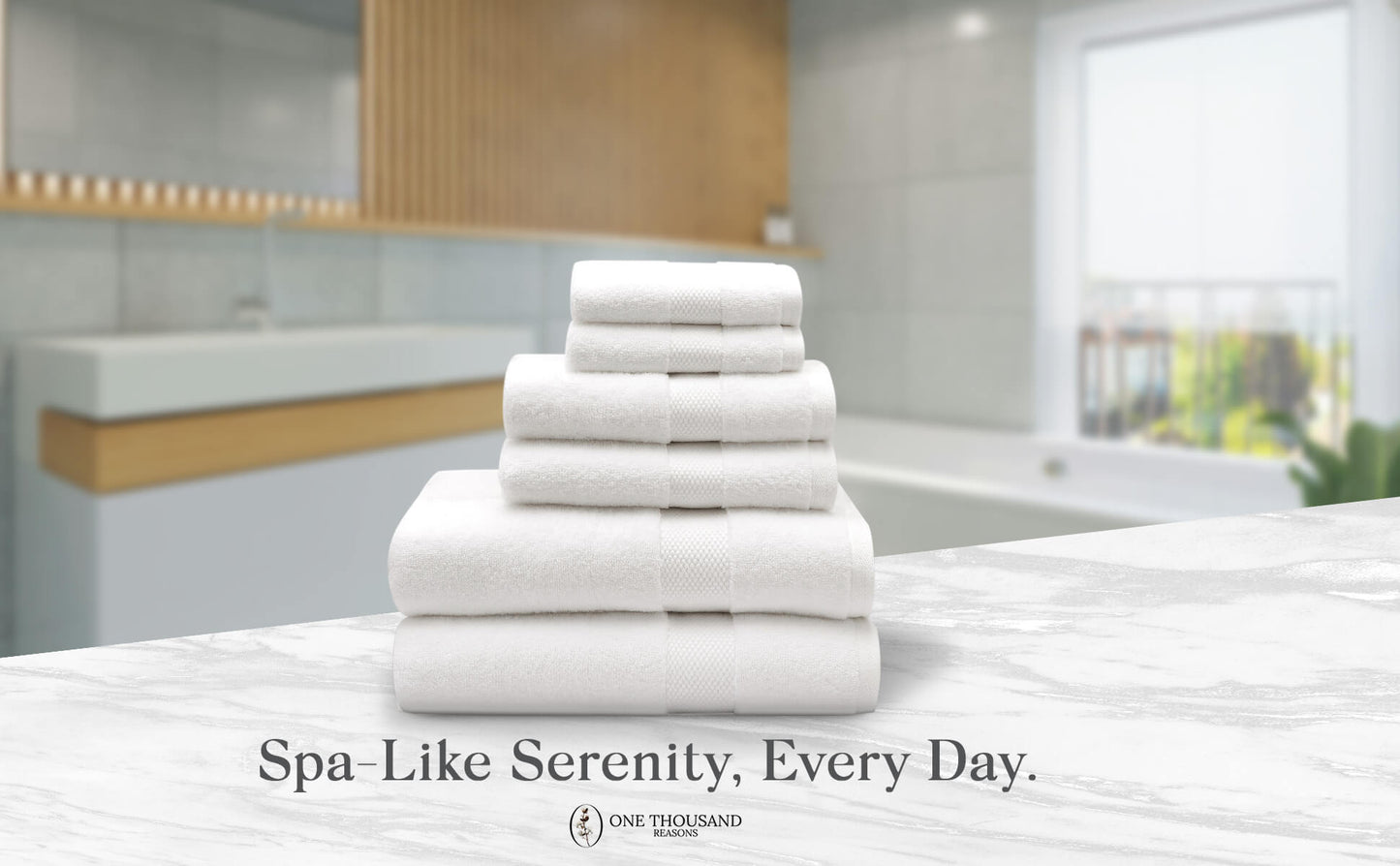 Single Stripe Zero-Twist Towel Set – 6-Piece Quick Dry Towels with Elegant Minimalist Finish