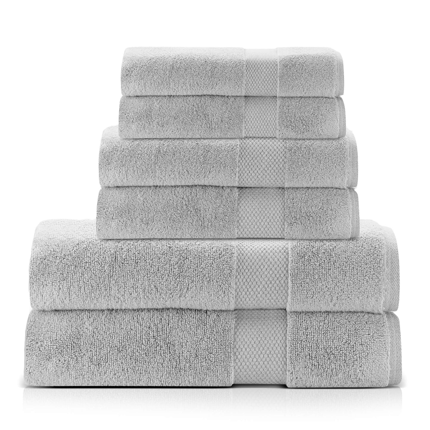 Single Stripe Zero-Twist Towel Set – 6-Piece Quick Dry Towels with Elegant Minimalist Finish