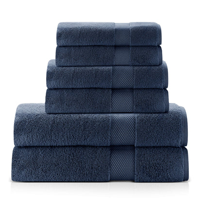 Single Stripe Zero-Twist Towel Set – 6-Piece Quick Dry Towels with Elegant Minimalist Finish