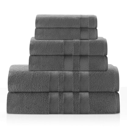 Triple Stripe Zero-Twist Towel Set – 6-Piece Luxury Cotton for Spa-Like Comfort