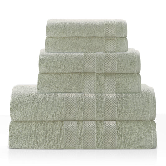 Triple Stripe Zero-Twist Towel Set – 6-Piece Luxury Cotton for Spa-Like Comfort