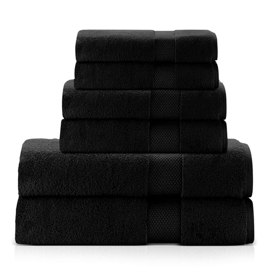 Single Stripe Zero-Twist Towel Set – 6-Piece Quick Dry Towels with Elegant Minimalist Finish