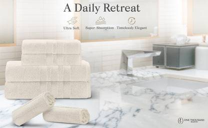 Triple Stripe Zero-Twist Towel Set – 6-Piece Luxury Cotton for Spa-Like Comfort