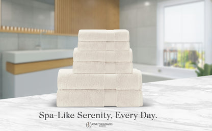 Single Stripe Zero-Twist Towel Set – 6-Piece Quick Dry Towels with Elegant Minimalist Finish