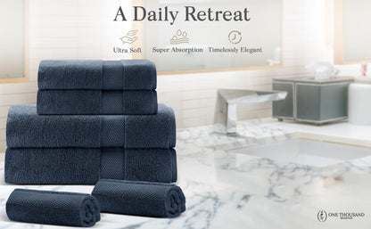 Single Stripe Zero-Twist Towel Set – 6-Piece Quick Dry Towels with Elegant Minimalist Finish
