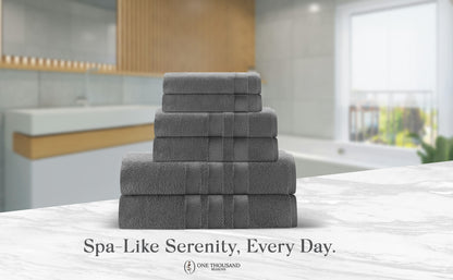Triple Stripe Zero-Twist Towel Set – 6-Piece Luxury Cotton for Spa-Like Comfort