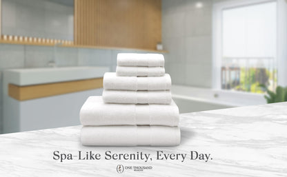 Single Stripe Zero-Twist Towel Set – 6-Piece Quick Dry Towels with Elegant Minimalist Finish